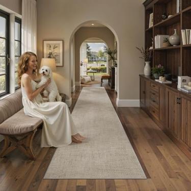 Imagem de Valenrug Tapete antiderrapante – 5,5 x 25,4 cm para corredores, tapetes texturizados de pilha alta e baixa, tapete lavável dobrável para cozinha, quarto, entrada, lavanderia, sala de estar, bege
