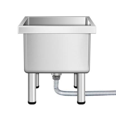 Imagem de Bacia de serviço de esfregão de aço inoxidável, pia de esfregão de piso comercial, bacia de esfregão de montagem no chão, balde de esfregão utilitário, pia utilitária independente, pia interna e
