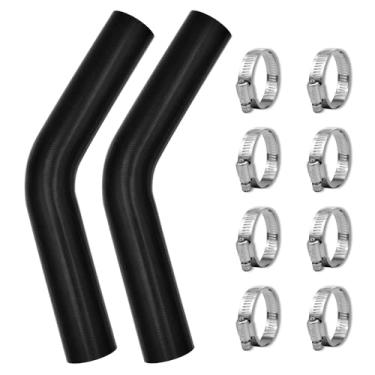 Imagem de (Pacote com 2) Mangueira de pescoço de enchimento de combustível de gasolina de 2,5 cm ID com 8 braçadeiras - Substituição da mangueira do tanque de gás de 38 cm de comprimento (45 graus)