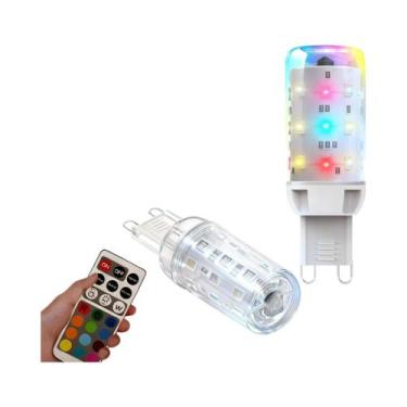 Imagem de Lâmpada LED G9 Regulável 12 Cores RGB Branco Quente 3000K Com Controle
