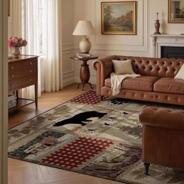 Imagem de Soyalie Tapete de área de patchwork com estampa de plantas selvagens ocidentais para entrada, cozinha, vintage, tapete de borda de urso, tapete antiderrapante 90 x 1,5 m