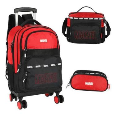 Imagem de Kit Mochila Rodinhas 360 Estojo Lancheira Marvel Avengers