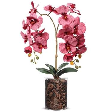 Imagem de Vaso flor artificial e Arranjo flores artificiais com vaso grande para decoração Liz (Carmim)