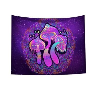 Imagem de Tapeçaria, parede fluorescente de cogumelos, 150x130cm, microtecido - 