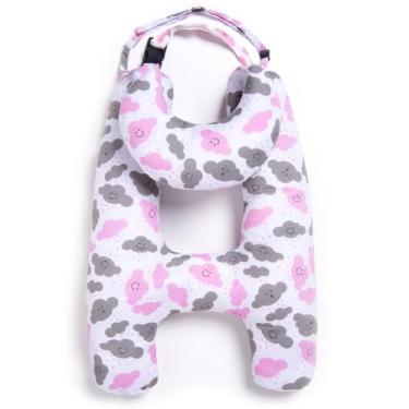 Imagem de Travesseiro de Viagem em Formato H com Almofada de Pescoço – Fibra Siliconada – Infantil e Adulto(NUVENZINHA ROSA)