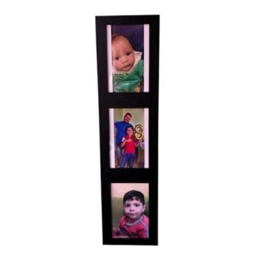 Imagem de Porta-Retrato Triplo Vertical com Corações – Moldura Decorativa em MDF para 3 Fotos 10x15, Porta Retrato de Parede com Cordão, Ideal para Sala e Quarto(Branco com sisal 3 fotos em pé)