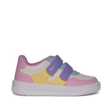 Imagem de Tênis Infantil Pampili Napa Branco/Multicolor, Branco, 34