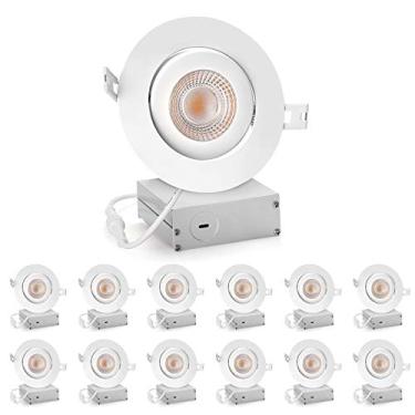 Imagem de Luzes embutidas de LED de 4 polegadas Ultra-finas ajustáveis Gimbal LED Iluminação embutida com caixa de junção 9 Watts 750Lm Luz de teto regulável ETL listada (3000k/4000k/5000k opção 12 peças)