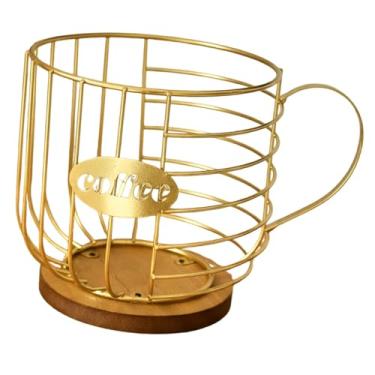 Imagem de Ｂｅｓｇａ Cesto de armazenamento para cápsulas de café em metal e de grande capacidade, ideal para casa, escritório e balcão de cafeteria, Ouro