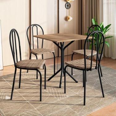 Imagem de Conjunto Mesa com 4 Cadeiras Thais 3009 Artefamol, Preto/Demolicao