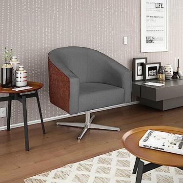 Imagem de Poltrona para Sala de Estar Base Giratória de Metal Mariana Omodei Interiores Chumbo