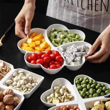 Imagem de Petisqueira Branca Petiscos Aperitivo Salgados Coração 4 Divisórias Do