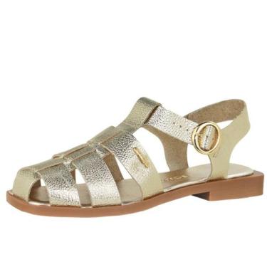 Imagem de Sandália Feminina Pescadora Tiras Moderna Couro Bottero, Dourado, 35