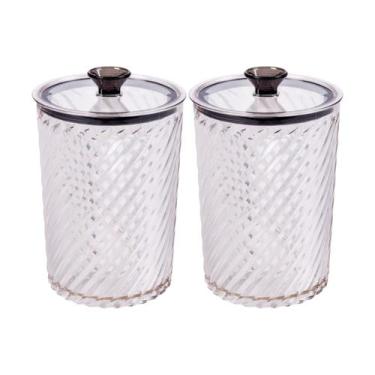 Imagem de Kit 2 Pote Hermético 1,8LT Acrílico Twist Mantimentos Cozinha - Plasut