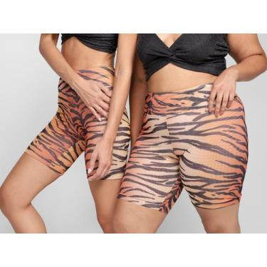 Imagem de Short Biker Vista Magalu Tule Tigre, Laranja, G