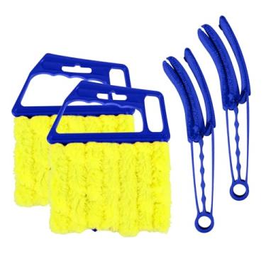 Imagem de Hbxdeco 4 peças de ferramenta de limpeza de persianas, escova de espanador de veneziana de janela de 7 dedos lavável, ferramenta de limpeza automotiva portátil para persianas, ventilação A/C, teclado