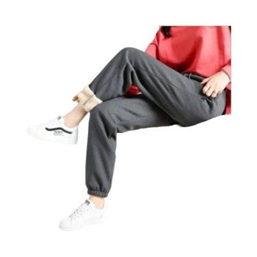 Imagem de Calças Jogger Femininas De Cintura Alta Com Forro De Fleece Para O Inv