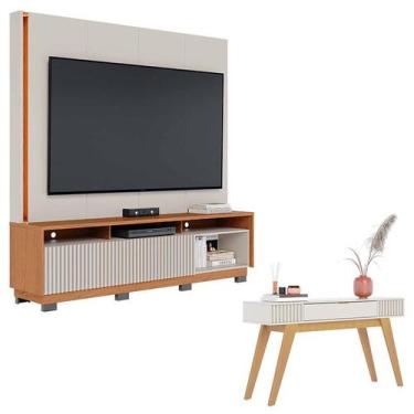 Imagem de Estante Home Theater Jordão Com Pés Off White Freijó e Aparador para S