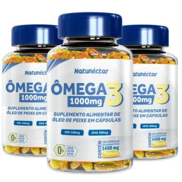 Imagem de Kit 3 Potes Ômega 3 360 Capsulas Suplemento Alimentar Natural Óleo de 