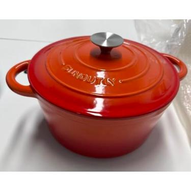 Imagem de Forno holandês de ferro fundido esmaltado - panela de 4,5 litros com tampa livro de receitas e pegadores de panela de algodão, panelas resistentes para refogar, ensopados, assar, assar pão