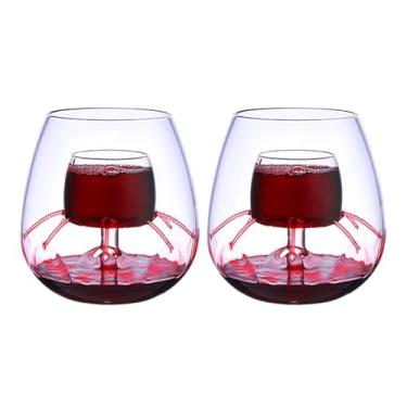 Imagem de Conjunto de aerador de fonte, copo de vinho arejado | Conjunto de copos para fonte,Copos de vinho portáteis com arejador embutido para casa, hotel, festa, escritórios