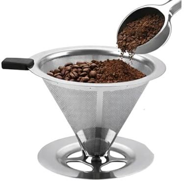 Imagem de Coador de Café Inox 101, Filtro Reutilizável em Aço Inoxidável, Malha Fina, Sustentável, Sem Papel, Premium