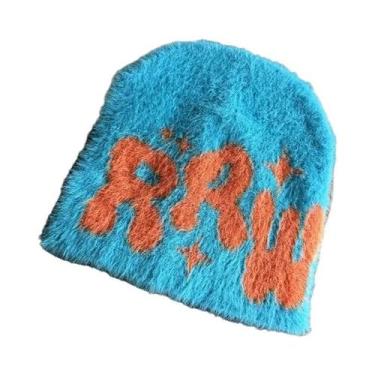 Imagem de Gorro Unissex Y2K De Pelúcia Macia Quente De Tricô Estilo Hip Hop Para