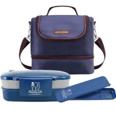 Imagem de Kit Marmita Térmica 3 peças Jacki Design Viajem Portátil, Azul Luxo co
