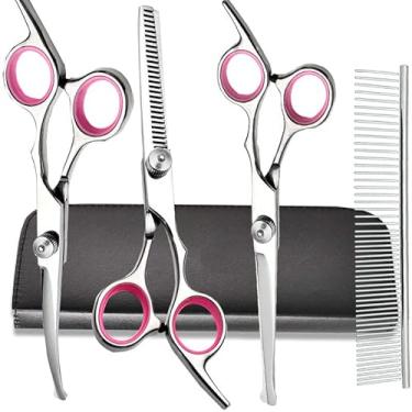 Imagem de Conjunto de Tesouras Profissionais Tosa Pets Direto da Fábrica Aço Inoxidável 6 Polegadas Cortador Cães Curvo Reto Dentes Fundo Fácil Usar Alta Durabilidade Ótima Ferramenta para Uso Diário em Casa