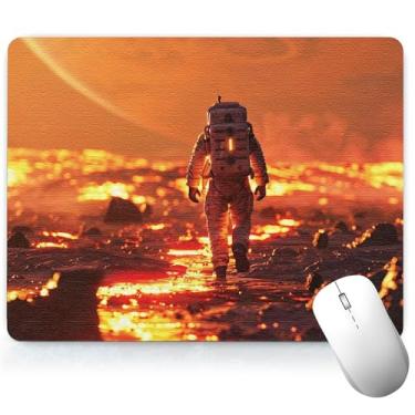Imagem de Tapete de mesa de couro para astronauta, mouse pad de arte colorida, teclado de computador, mouse pad para jogos, protetor e capa à prova d'água, couro sintético decorativo para laptop, decoração de