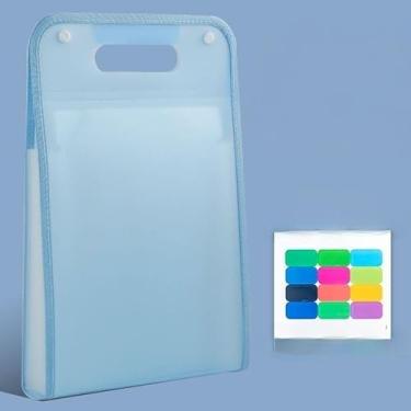 Imagem de Pasta Sanfonada A4 em Polipropileno com 12 Divisórias para Organização de Documentos, Arquivos e Provas, Ideal para Escritório, Escola ou Casa com Fechamento Seguro (AZUL)