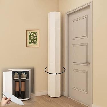 Imagem de Organizador de sapato, armário de sapatos giratório organizador de sapatos rack de armazenamento armário de armazenamento de sapatos, rack fino para sapatos estreito, prateleiras de chão, economia de