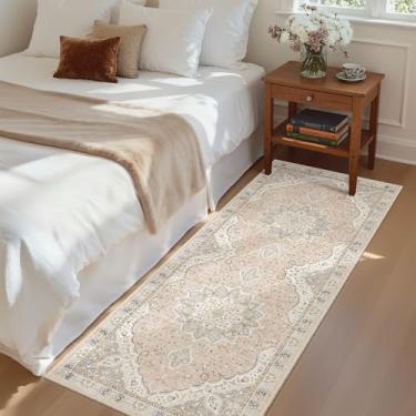 Imagem de Madane Tapete Boho Corredor Corredor - Tapete 2x5 Tapete Lavável Runner Tapetes Antiderrapantes de Cozinha de Pilha Baixa, Tapete de Lavanderia, Tapete Persa para Entrada Quarto Sala de Estar (2'x5', Rosa/Cinza)