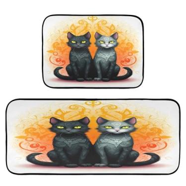 Imagem de xigua Conjunto de 2 peças de tapetes e tapetes de cozinha para dois gatos, tapetes de cozinha macios absorventes para chão, tapete de cozinha, antiderrapante, conjunto de capachos, 50 x 120 cm + 50 x