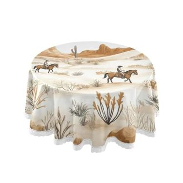 Imagem de Qilmy Toalha de mesa redonda de palmeira de treliça verde, 152 cm, resistente à água, à prova de derramamento, capa de mesa grande para jantar de reunião de família em ambientes internos e externos