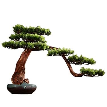 Imagem de Bonsai artificial criativo, estilo chinês, enfeites de artesanato para esculpir raízes, bonsai artificial de pinheiro artificial, decoração de casa, vaso de flores de cerâmica para interior, árvore de