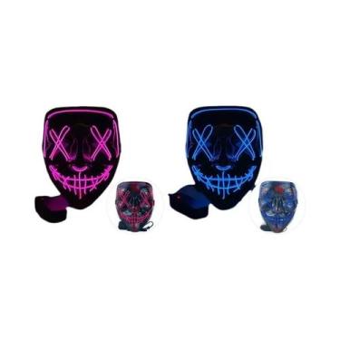 Imagem de Máscara De Halloween LED Para Homens, Brilha No Escuro, Cobertura Faci