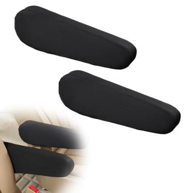 Imagem de AMZAUTO 2 peças de capa de apoio de braço para carro, capas de descanso de braço resistentes ao desgaste, protetores de apoio de braço de assento automotivo de tecido elástico, almofadas macias e