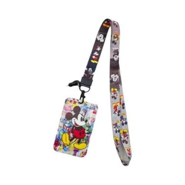 Imagem de Porta-Crachá Disney Mickey Para Crianças, Cordão Para Pescoço, Chaveir
