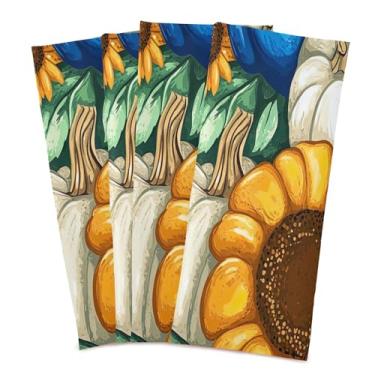 Imagem de xigua Conjunto de 6 panos de prato de cozinha de abóboras e girassóis, toalhas de cozinha de secagem rápida altamente absorventes para limpeza de pratos e limpeza manual, 71 x 45 cm