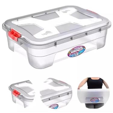 Imagem de Caixa Organizadora Transparente com Tampa e Travas 28 Litros