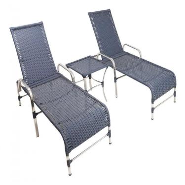 Imagem de Espreguiçadeiras E Mesa Confortável Para Piscina Azul Dark