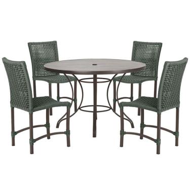 Imagem de 4 Cadeiras Corda Náutica E Mesa Tampo 1,00m Ripado Alumínio Verde