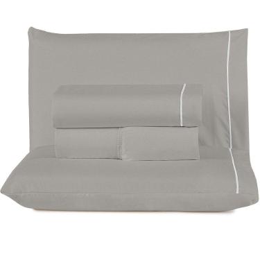 Imagem de Jogo De Lençol Lidian Liso Queen 4 Peças Hiperpercal Peletizado 180 Fios - Cinza