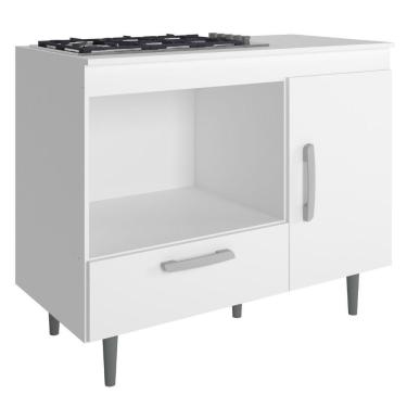 Imagem de Balcão Para Cooktop 4 Bocas Alecrim 1 Porta Branco Poliman