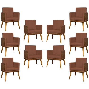 Imagem de Kit 10 Poltrona Para Recepção Lis Corino E Suede Cores - Terracota, Suede/corino