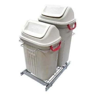 Imagem de Lixeira Ecológica De Base Dupla Trilhos Jomer 8686, Gelo