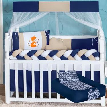 Imagem de Kit Berço 15 Peças Slim com Ninho Rolinho Completo Americano 1,30 x 0,