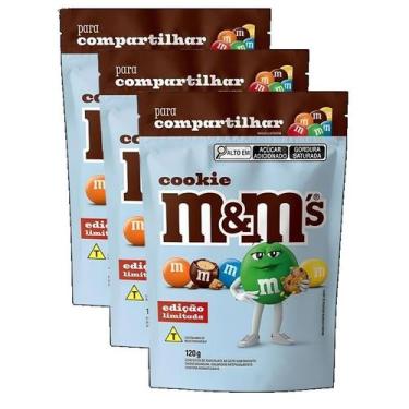 Imagem de kit 3 Confeito Chocolate edição elimitida cookie M&M's 120g
