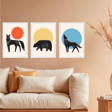Imagem de Kit 3 Quadros Decorativos Animais Boho 24X18Cm